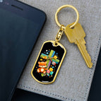 Dog Tag with Swivel Keychain (Gold) / No