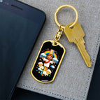 Dog Tag with Swivel Keychain (Gold) / No