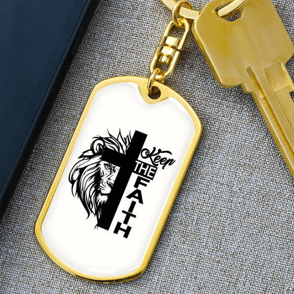 Faith Over Fear Dog Tag Keychain – Christian Gift for Women