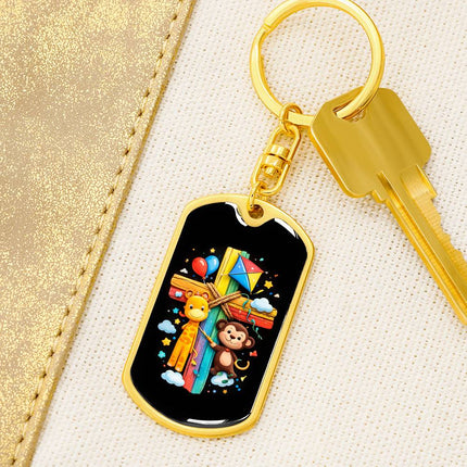 Keep The Faith Lion Cross Dog Tag Keychain – Christian Gift for Teens & Adults