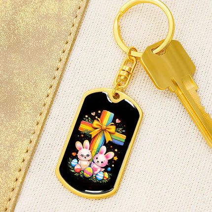 Keep The Faith Lion Cross Dog Tag Keychain – Christian Gift for Teens & Adults