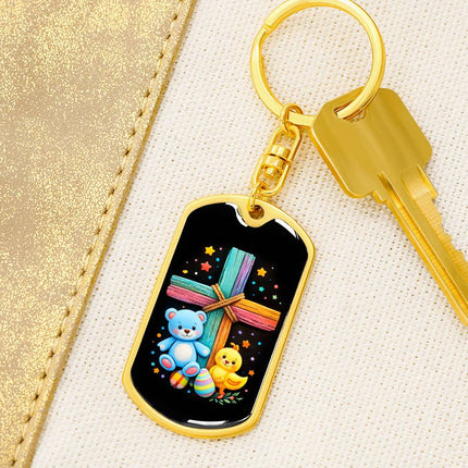 Keep The Faith Lion Cross Dog Tag Keychain – Christian Gift for Teens & Adults