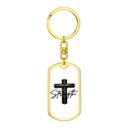 Dog Tag with Swivel Keychain (Gold) / No