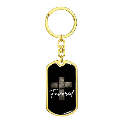 Favored Cross Dog Tag Keychain – Christian Gift for Men
