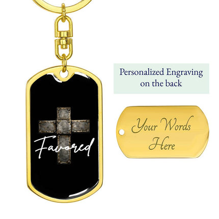 Favored Cross Dog Tag Keychain – Christian Gift for Men