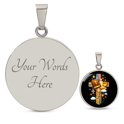 Holy Bible & Chalice Circle Necklace – Christian Gift for Kids