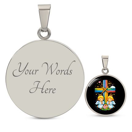 Praying Angels Circle Necklace – Christian Gift for Kids
