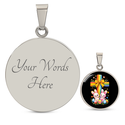 Easter Bunnies Circle Necklace – Christian Gift for Kids