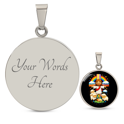 Jesus With the Sheep Circle Necklace – Christian Gift for Kids