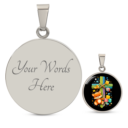 Kitten & ABC Blocks Circle Necklace – Christian Gift for Kids