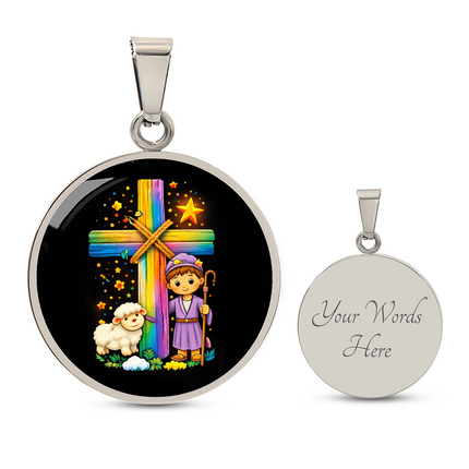 Little Shepherd & Lamb Circle Necklace – Christian Gift for Kids