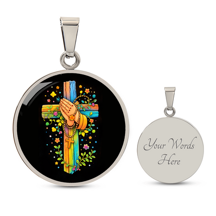 Praying Hands Circle Necklace – Christian Gift for Kids