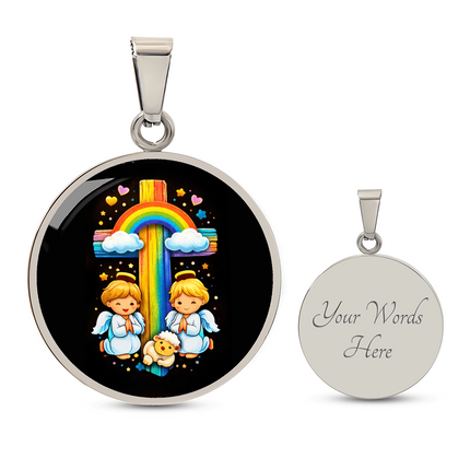 Angels & Lamb Circle Necklace – Christian Gift for Kids