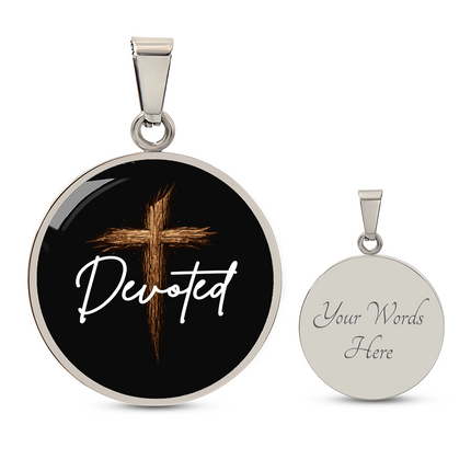 Devoted Cross Circle Pendant Necklace – Christian Gift for Men