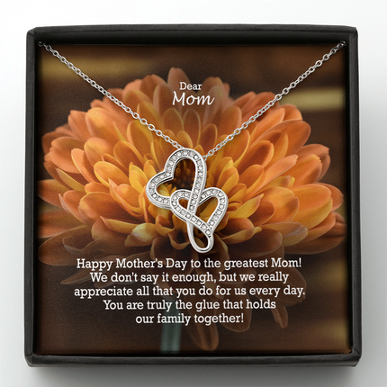 Dear Mom | Christian Heart-to-Heart Pendant Necklace | Mother's Day Gift for Mom | Faith Gift