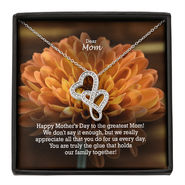 Dear Mom | Christian Heart-to-Heart Pendant Necklace | Mother's Day Gift for Mom | Faith Gift
