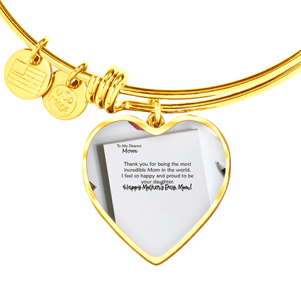 To My Dearest Mom | Christian Luxury Heart Bangle | Mother's Day Gift for Mom | Faith Gift