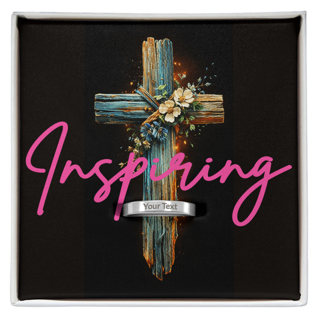 Inspiring Cross Engravable Women's Ring – Christian Gift for Women