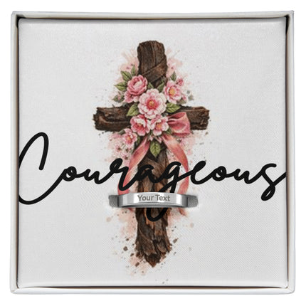 Courageous Cross Mother's Ring – Engravable Christian Gift for Mom