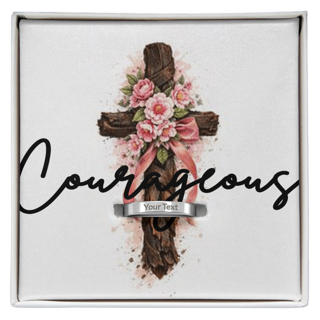 Courageous Cross Mother's Ring – Engravable Christian Gift for Mom