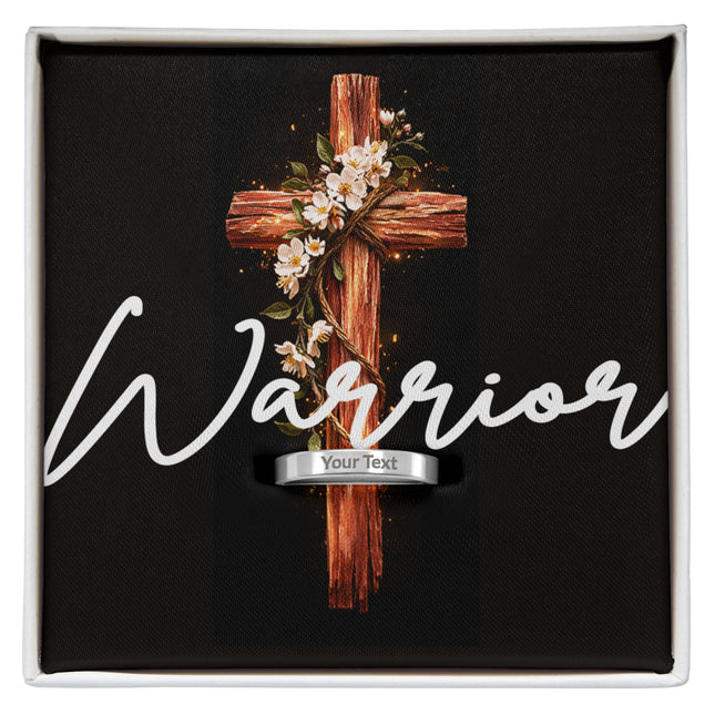 Warrior Cross Engravable Mother's Ring – Christian Gift for Mom