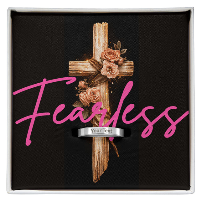 Fearless Cross Engravable Mother's Ring – Christian Gift for Mom