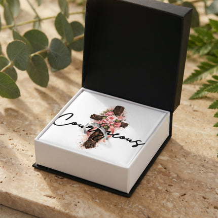 Courageous Cross Mother's Ring – Engravable Christian Gift for Mom