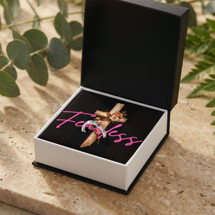 Fearless Cross Engravable Mother's Ring – Christian Gift for Mom