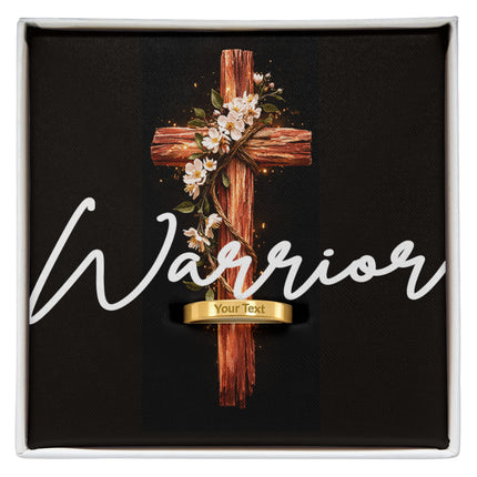 Warrior Cross Engravable Mother's Ring – Christian Gift for Mom