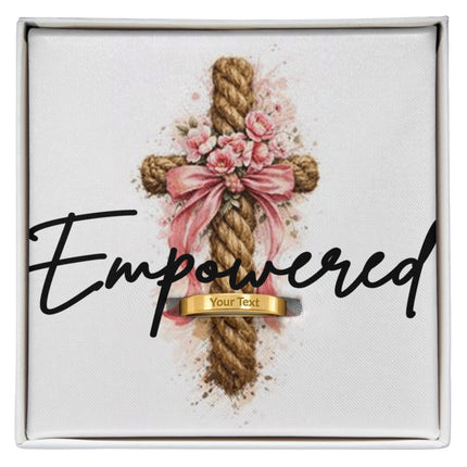 Empowered Cross Engravable Mother's Ring – Christian Gift for Mom