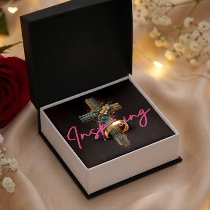 Inspiring Cross Engravable Women's Ring – Christian Gift for Women