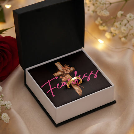 Fearless Cross Engravable Mother's Ring – Christian Gift for Mom