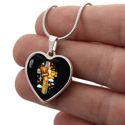 Holy Bible & Chalice Heart Necklace – Christian Gift for Kids