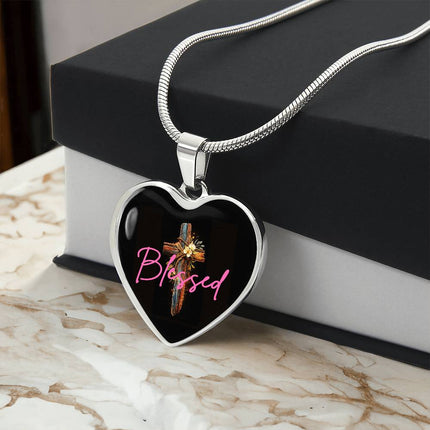 Inspiring Heart Cross Graphic Heart Necklace – Christian Gift for Women