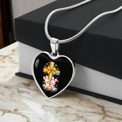 Easter Bunnies Heart Necklace – Christian Gift for Kids