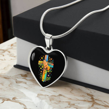 Praying Hands Heart Necklace – Christian Gift for Kids