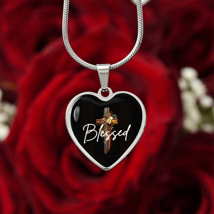 Inspiring Heart Cross Graphic Heart Necklace – Christian Gift for Women