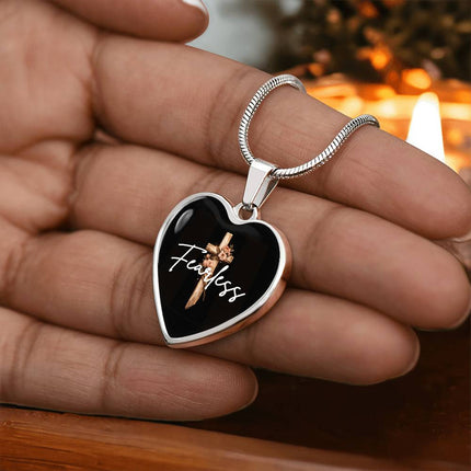 Inspiring Heart Cross Graphic Heart Necklace – Christian Gift for Women
