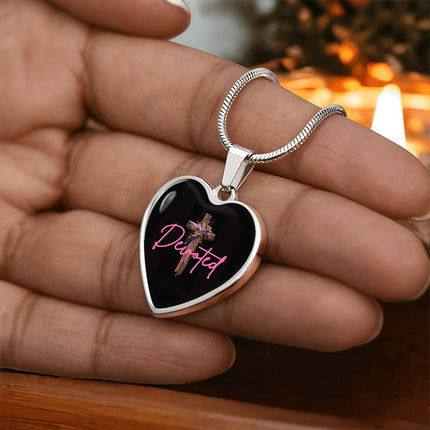 Inspiring Heart Cross Graphic Heart Necklace – Christian Gift for Women