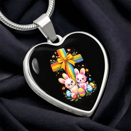 Easter Bunnies Heart Necklace – Christian Gift for Kids