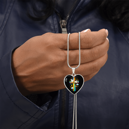 Dove & Holy Bible Heart Necklace – Christian Gift for Kids