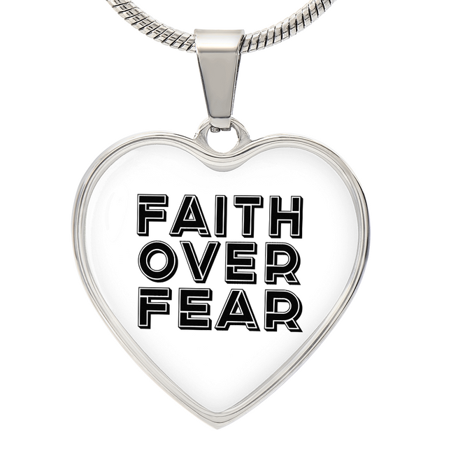 Faith Over Fear Heart Necklace – Christian Gift for Women