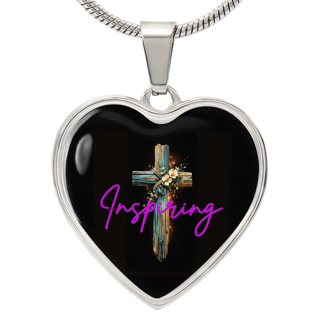 Inspiring Heart Cross Graphic Heart Necklace – Christian Gift for Women
