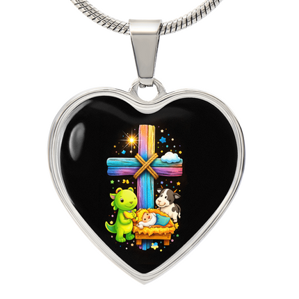 Nativity Manger Heart Necklace – Christian Gift for Kids