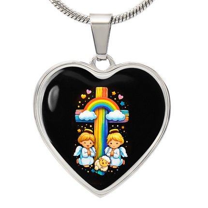 Angels & Lamb Heart Necklace – Christian Gift for Kids