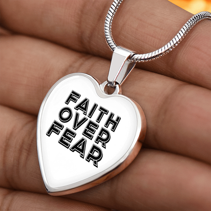 Faith Over Fear Heart Necklace – Christian Gift for Women