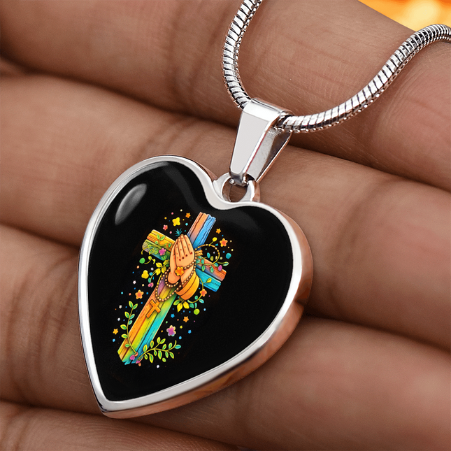 Praying Hands Heart Necklace – Christian Gift for Kids