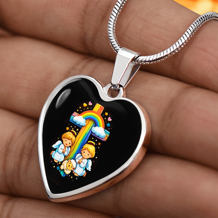 Angels & Lamb Heart Necklace – Christian Gift for Kids