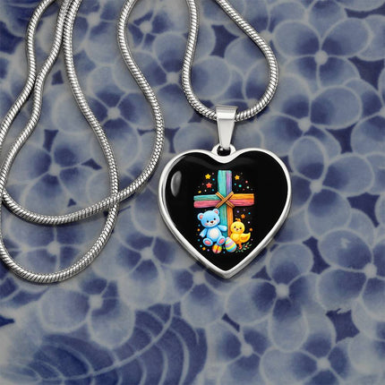 Teddy Bear & Duckling Heart Necklace – Christian Gift for Kids