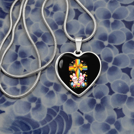 Easter Bunnies Heart Necklace – Christian Gift for Kids